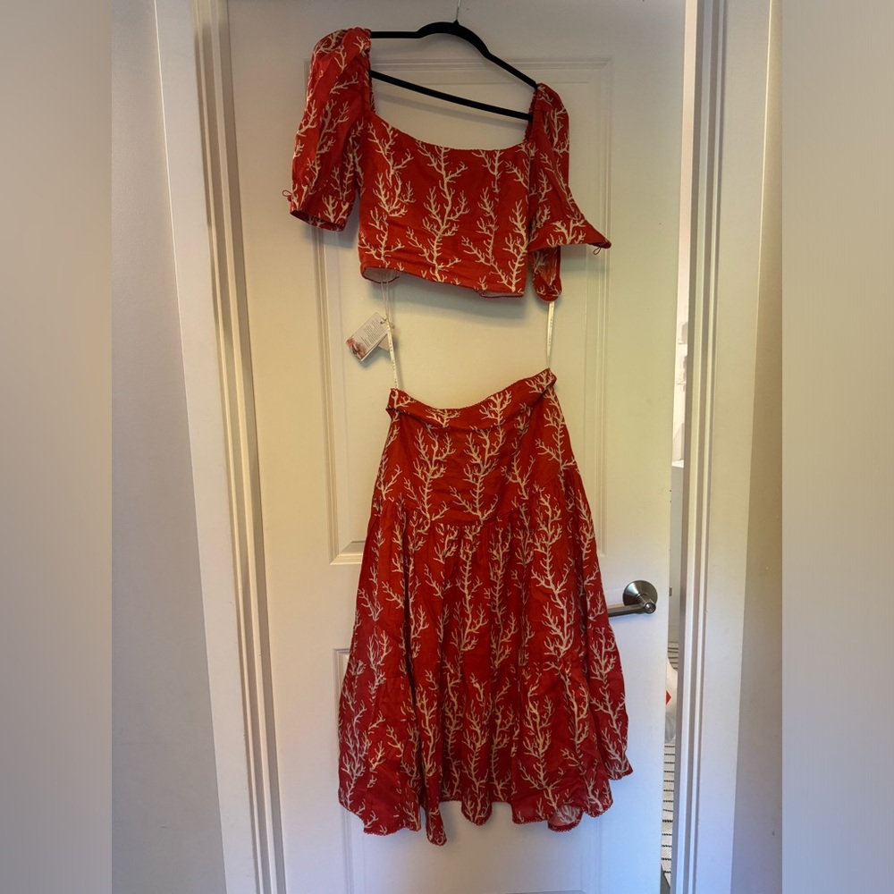 Agua Bendita NWT two piece linen skirt set